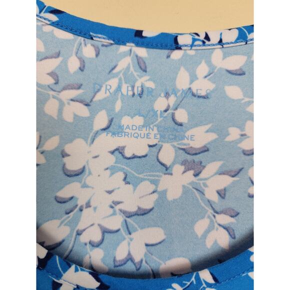 Draper James Womens Ruffle Floral Sleep Shirt Sleeveless Scoop Neck Blue XL - Picture 3 of 6